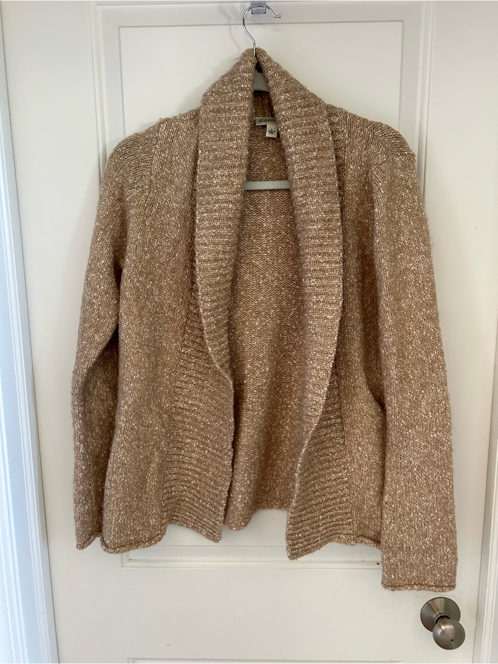 St. John's Bay Open-Front Shawl Collar Cardigan - Camel/Tan